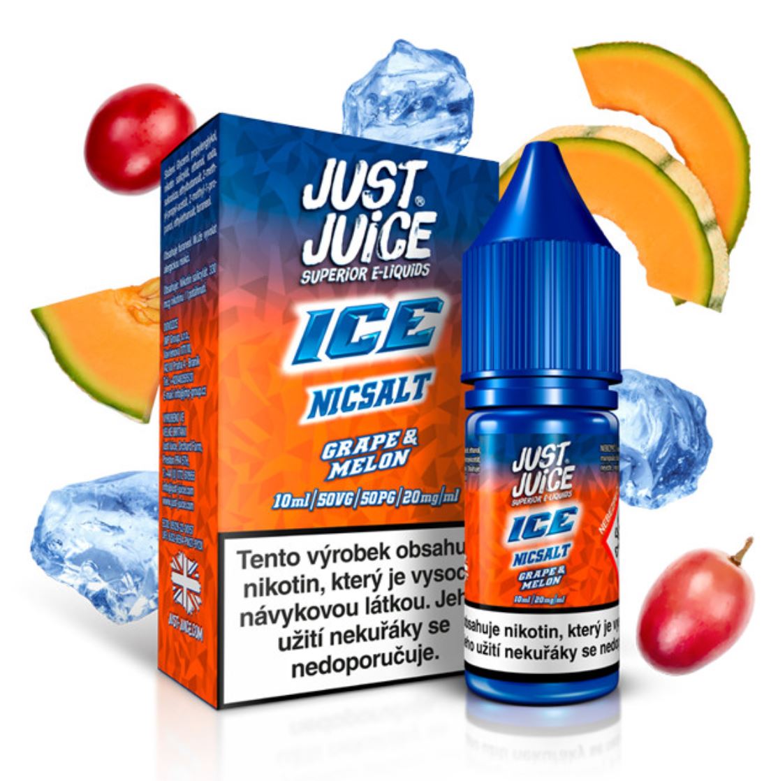 Just Juice Salt ICE Grape & Melon (Ledové hroznové víno & cukrový meloun) 10 ml 20 mg
